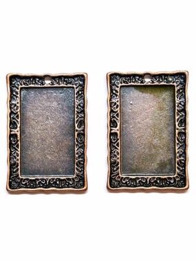 🔥$1 Clearance Red Coppertone Picture Frame Cabochon Pendant Tray 30x20mm (4pc)